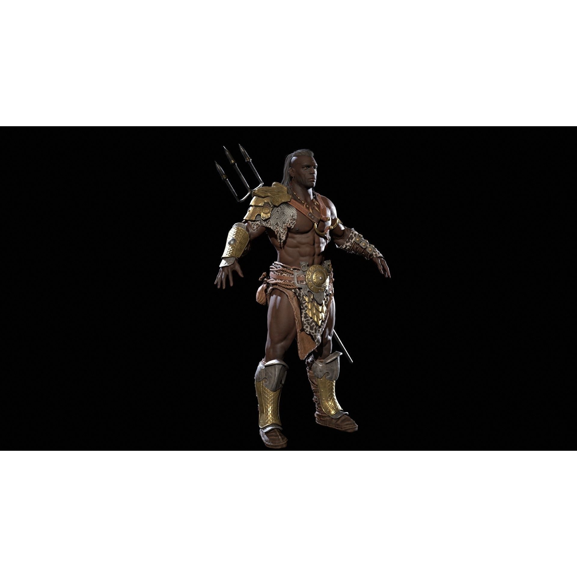 Barbarian Male - Low-Poly Game-Ready 3D Model - View 8