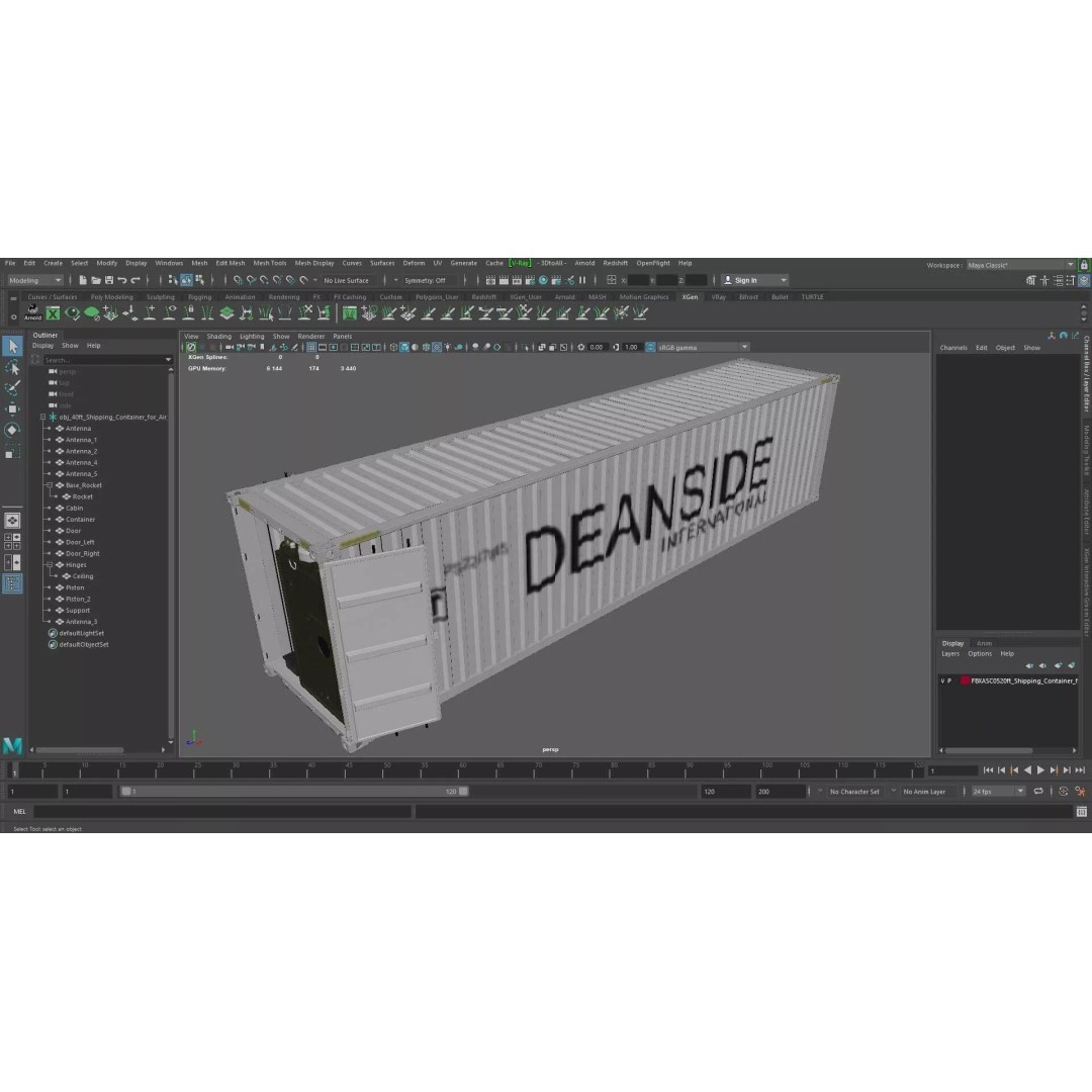 40ft Shipping Container 3D Model – Tactical Air Defense System, PBR