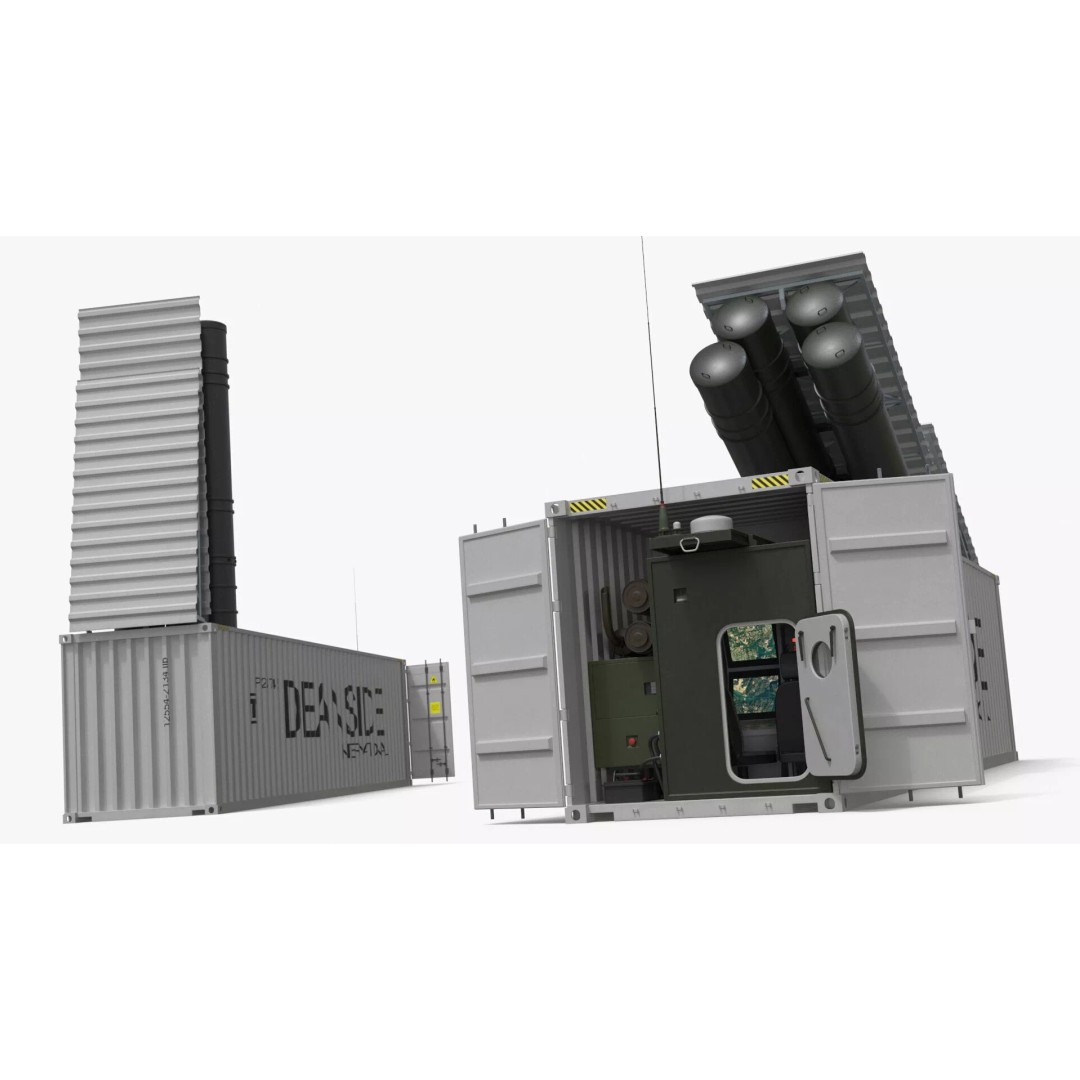 40ft Shipping Container 3D Model – Tactical Air Defense System, PBR - View 10