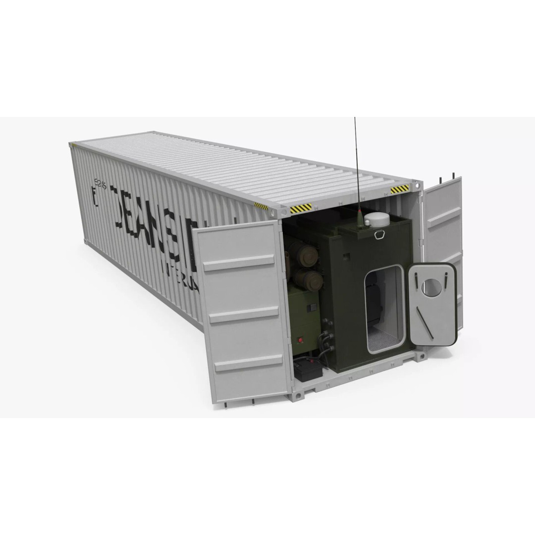 40ft Shipping Container 3D Model – Tactical Air Defense System, PBR - View 14