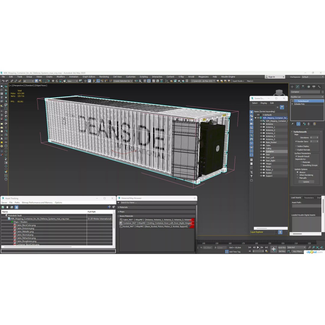 40ft Shipping Container 3D Model – Tactical Air Defense System, PBR - View 25