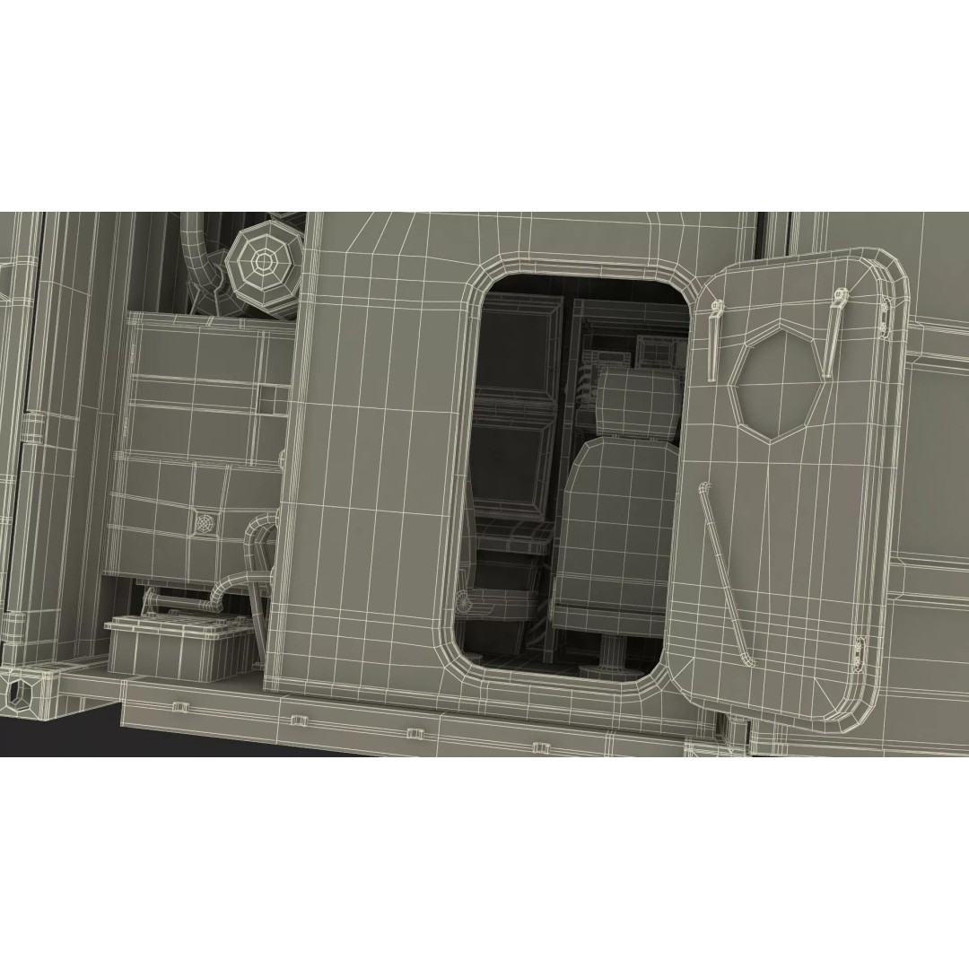 40ft Shipping Container 3D Model – Tactical Air Defense System, PBR - View 32
