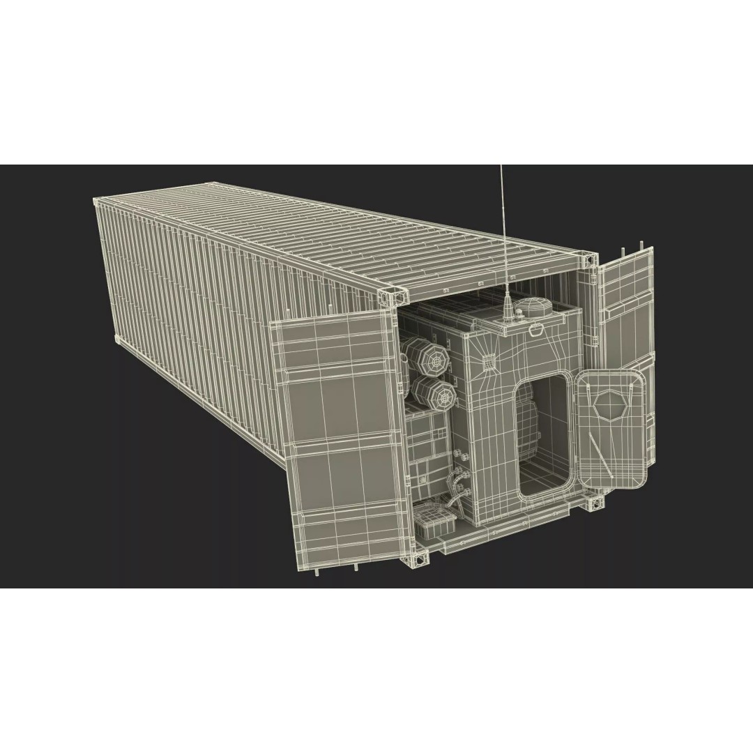 40ft Shipping Container 3D Model – Tactical Air Defense System, PBR - View 34