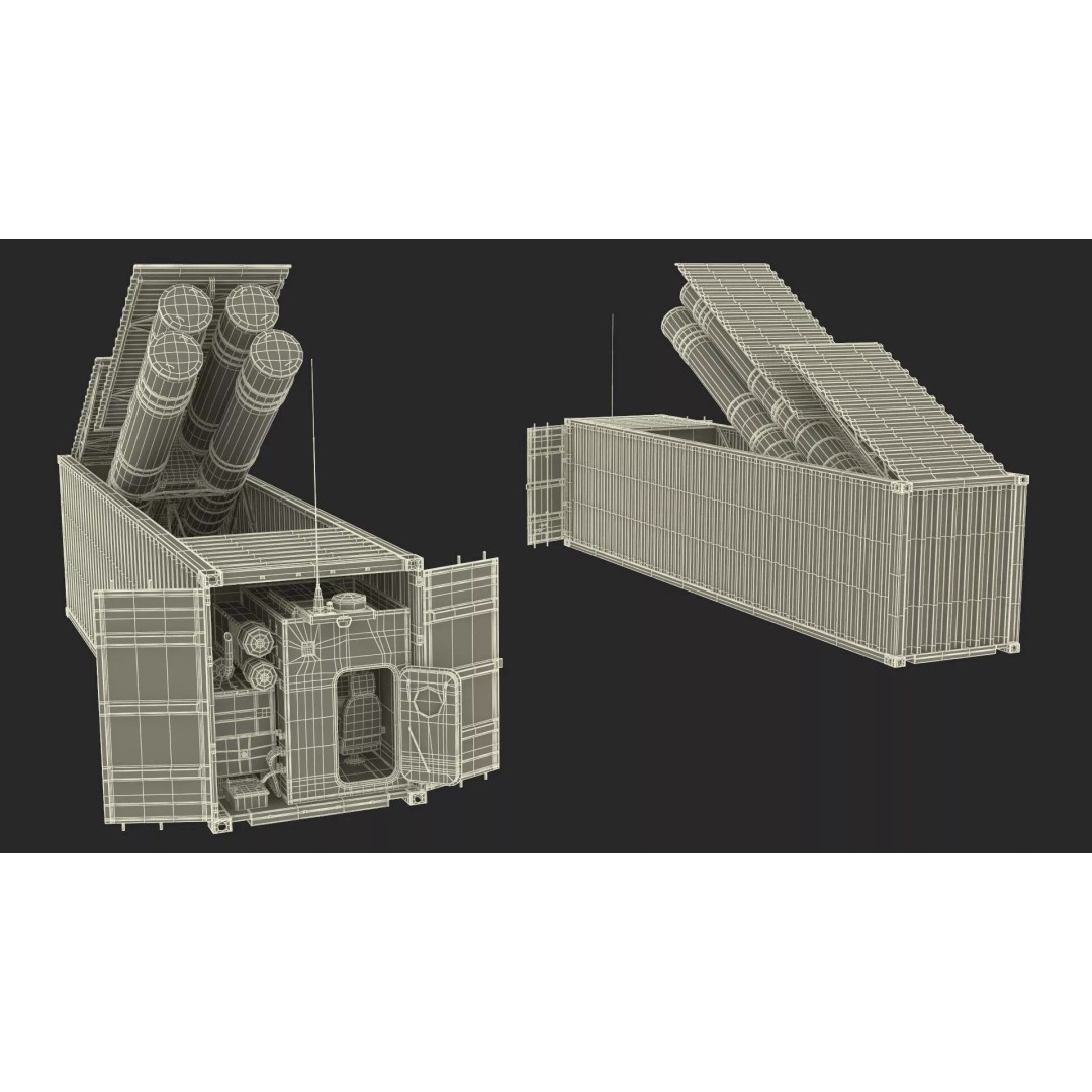 40ft Shipping Container 3D Model – Tactical Air Defense System, PBR - View 35