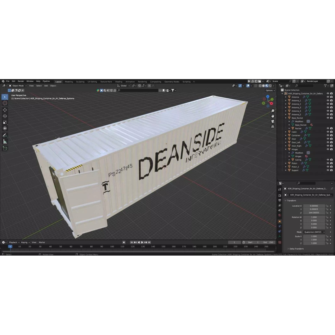 40ft Shipping Container 3D Model – Tactical Air Defense System, PBR - View 38