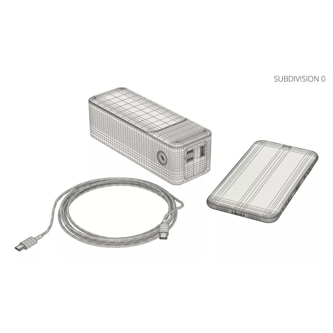 Portable Charger 3D Model – High Poly USB-C Power Bank, FBX, PBR - View 14