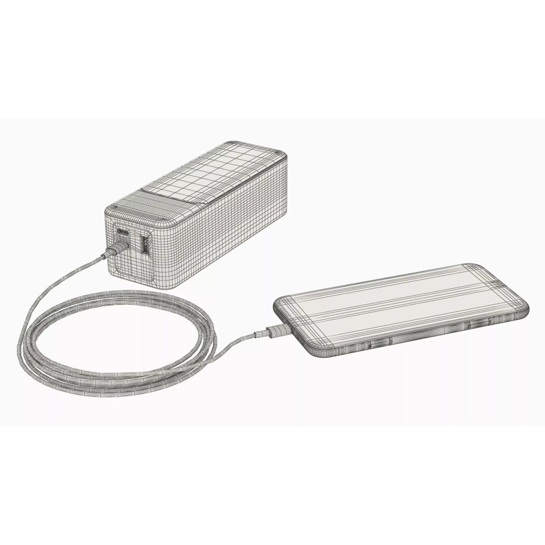 Portable Charger 3D Model – High Poly USB-C Power Bank, FBX, PBR - View 16