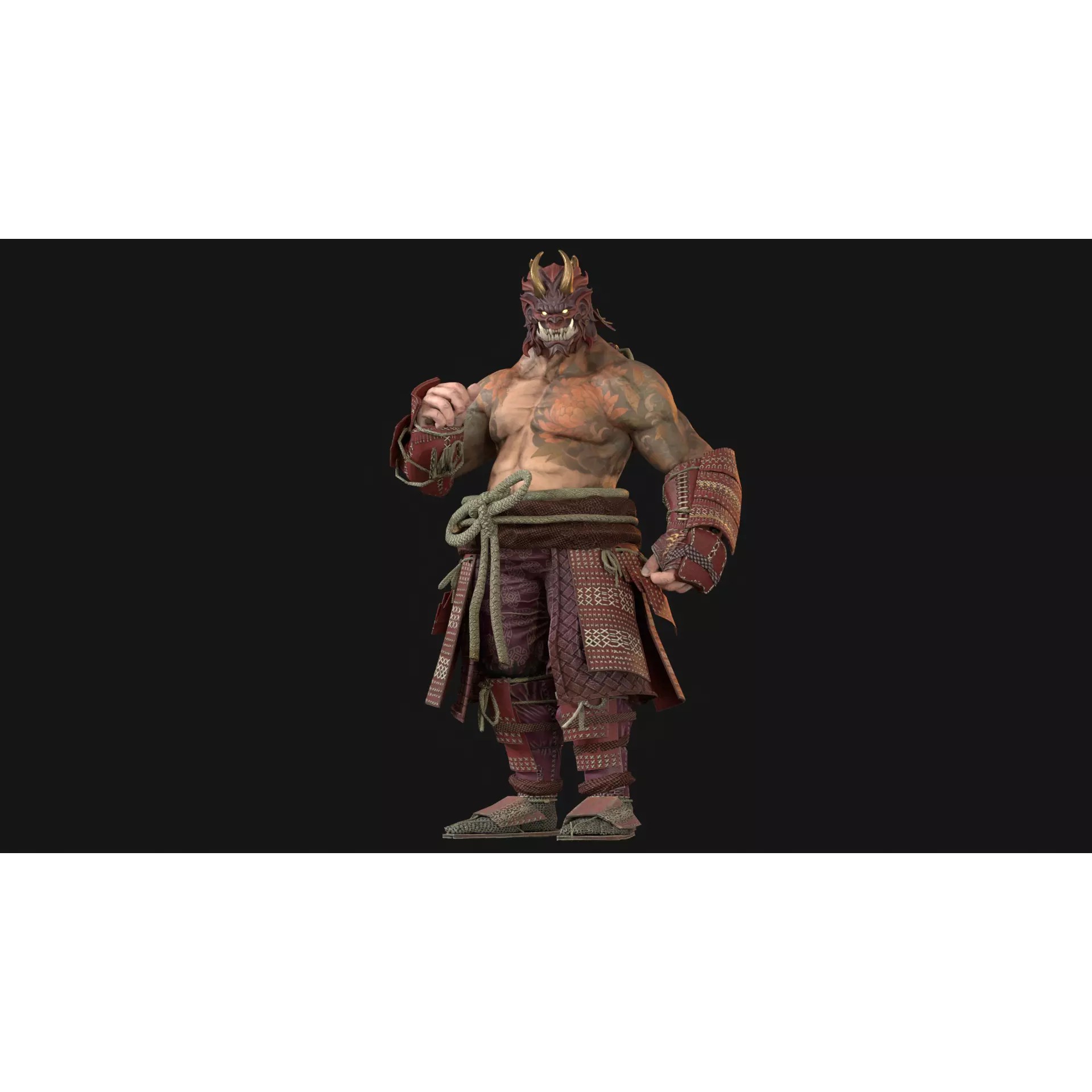 Demon Oni - Low-Poly Game-Ready 3D Model - View 11
