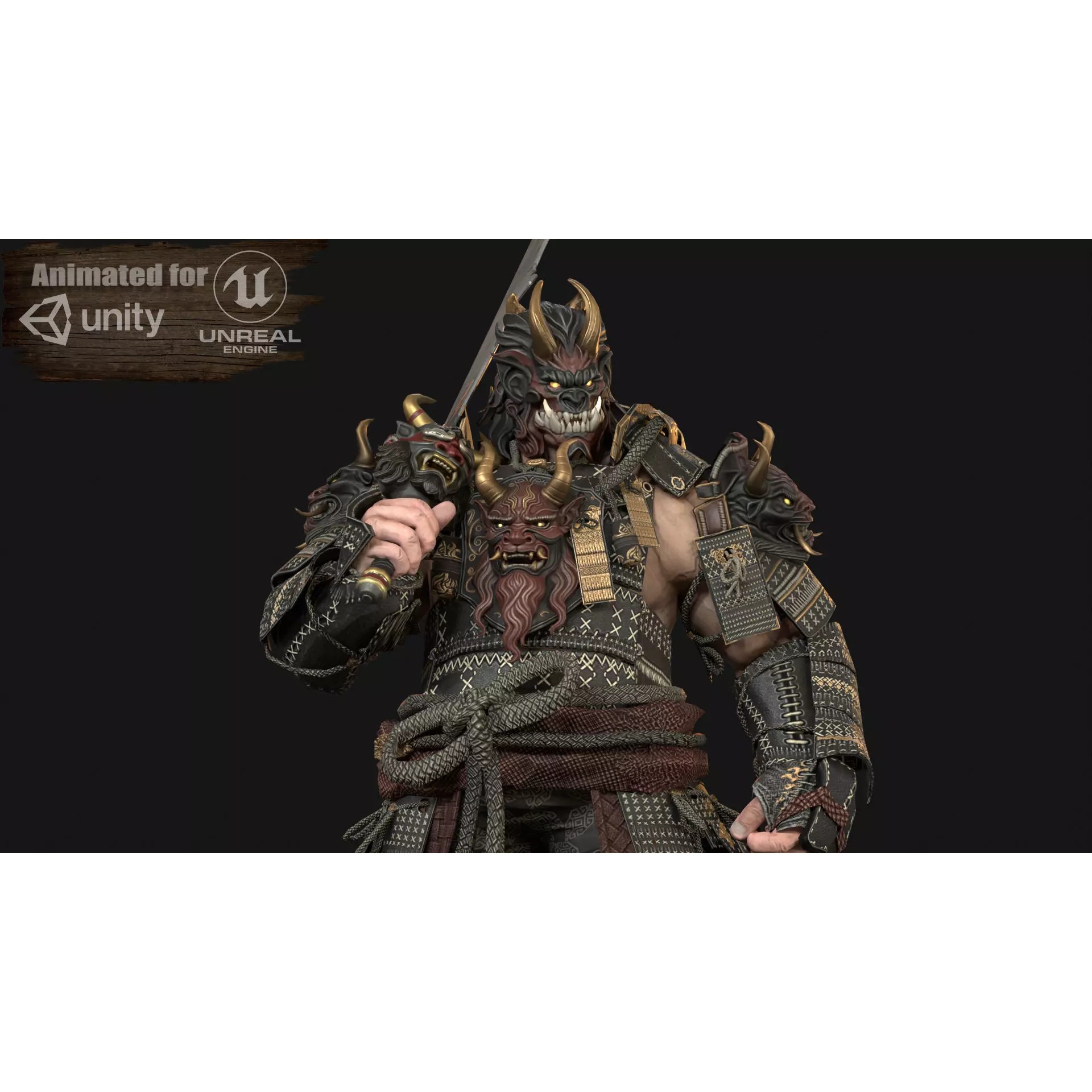 Demon Oni - Low-Poly Game-Ready 3D Model - View 2