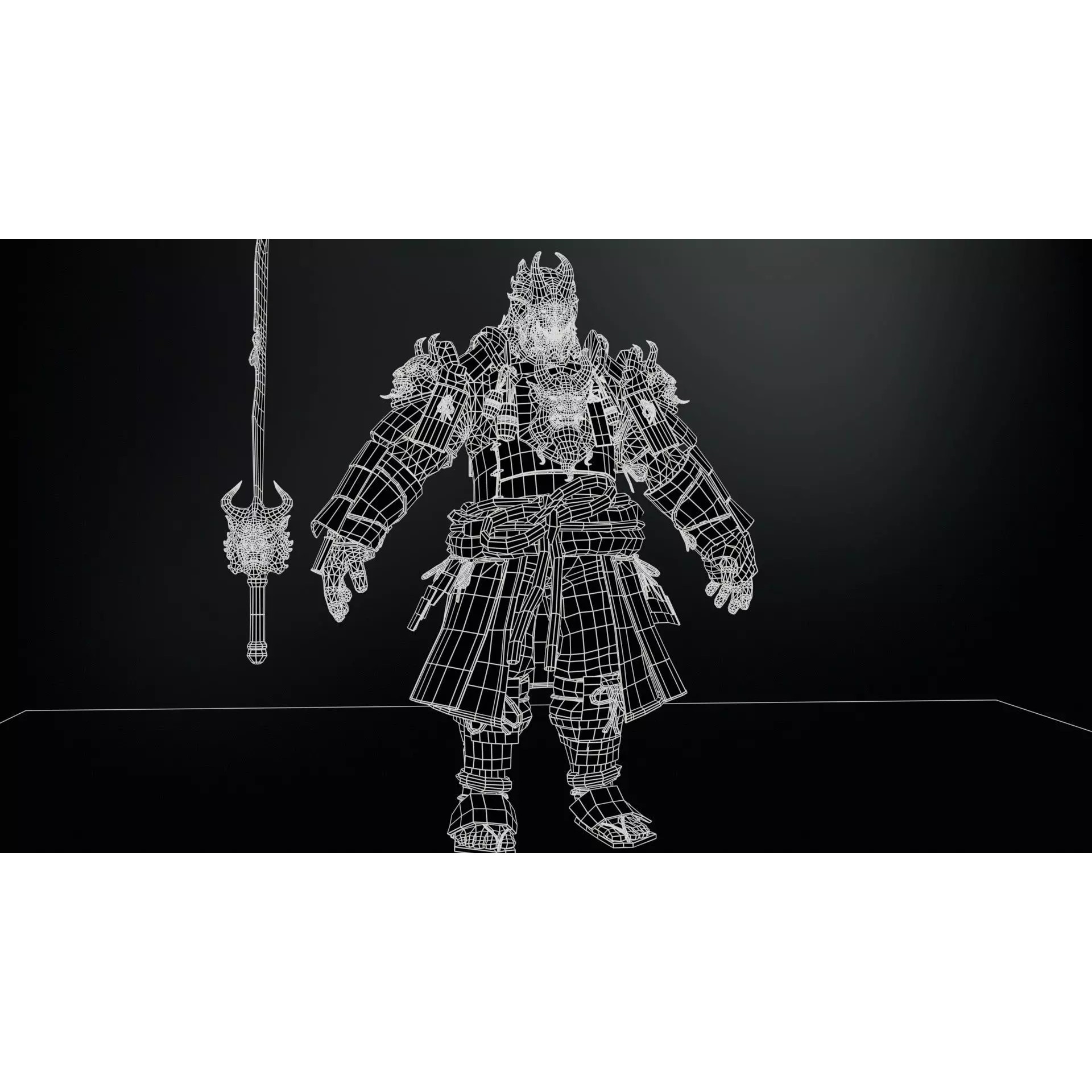 Demon Oni - Low-Poly Game-Ready 3D Model - View 35