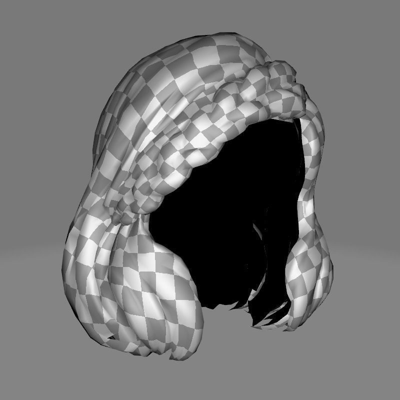 Female Short Hair 3D Model – Low Poly Braid, Game Ready FBX