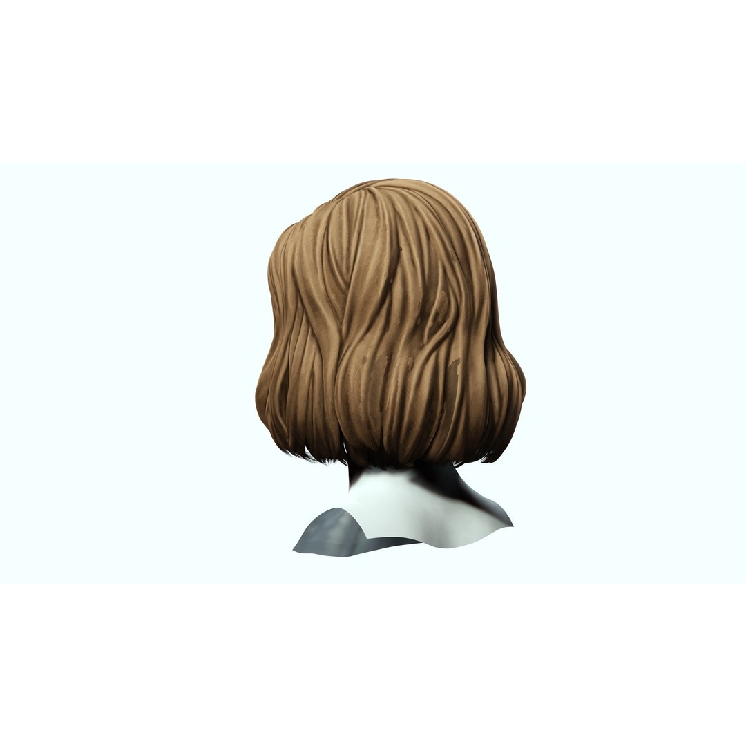 Female Short Hair 3D Model – Low Poly Braid, Game Ready FBX - View 7
