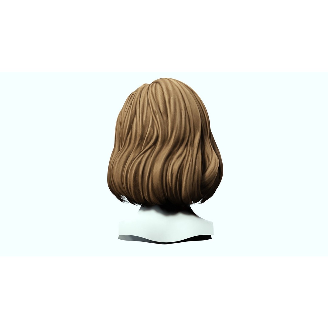 Female Short Hair 3D Model – Low Poly Braid, Game Ready FBX - View 8