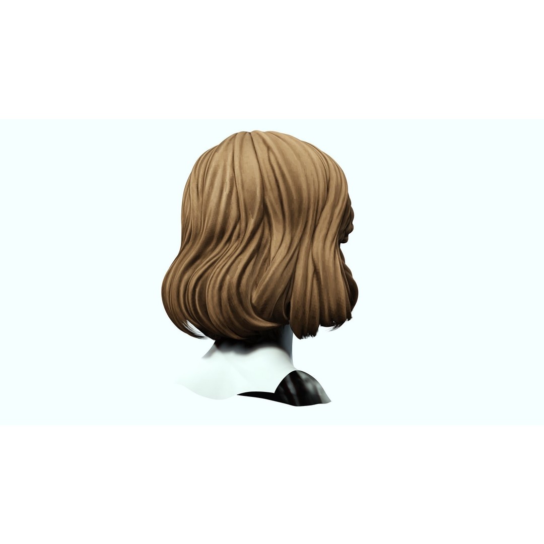Female Short Hair 3D Model – Low Poly Braid, Game Ready FBX - View 9