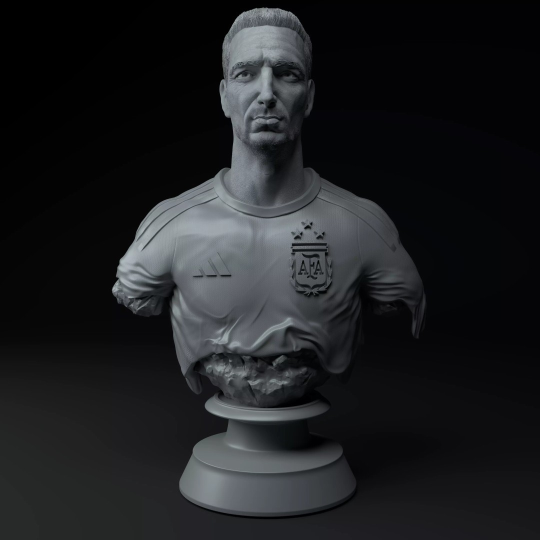 Argentina World Cup Coaches Diorama 3D Model – Busts & Trophy, STL - View 3