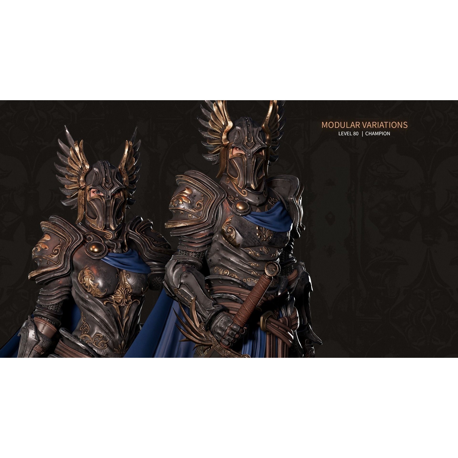 MMORPG Champion Warrior - Low-Poly Game-Ready 3D Model - View 10