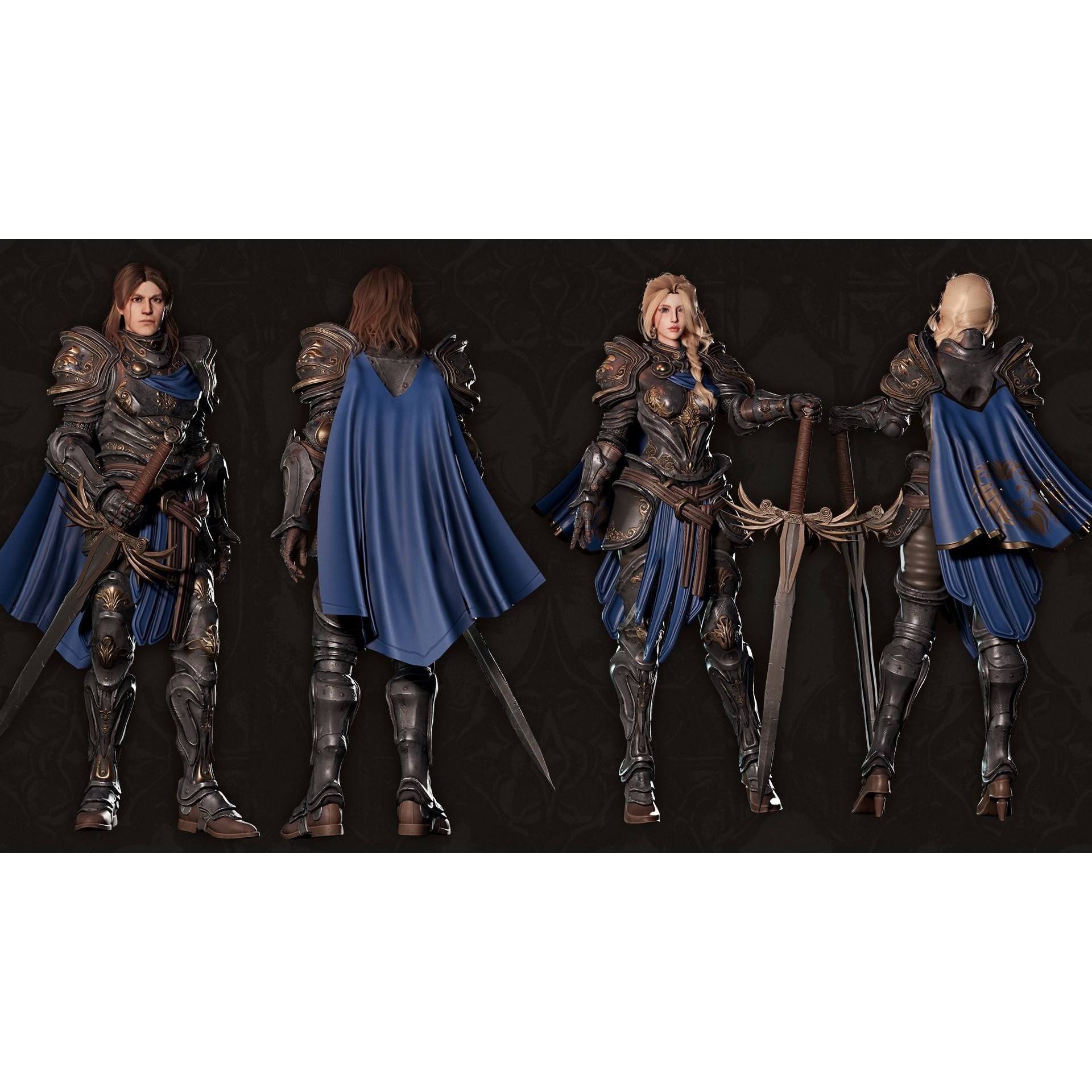 MMORPG Champion Warrior - Low-Poly Game-Ready 3D Model - View 3