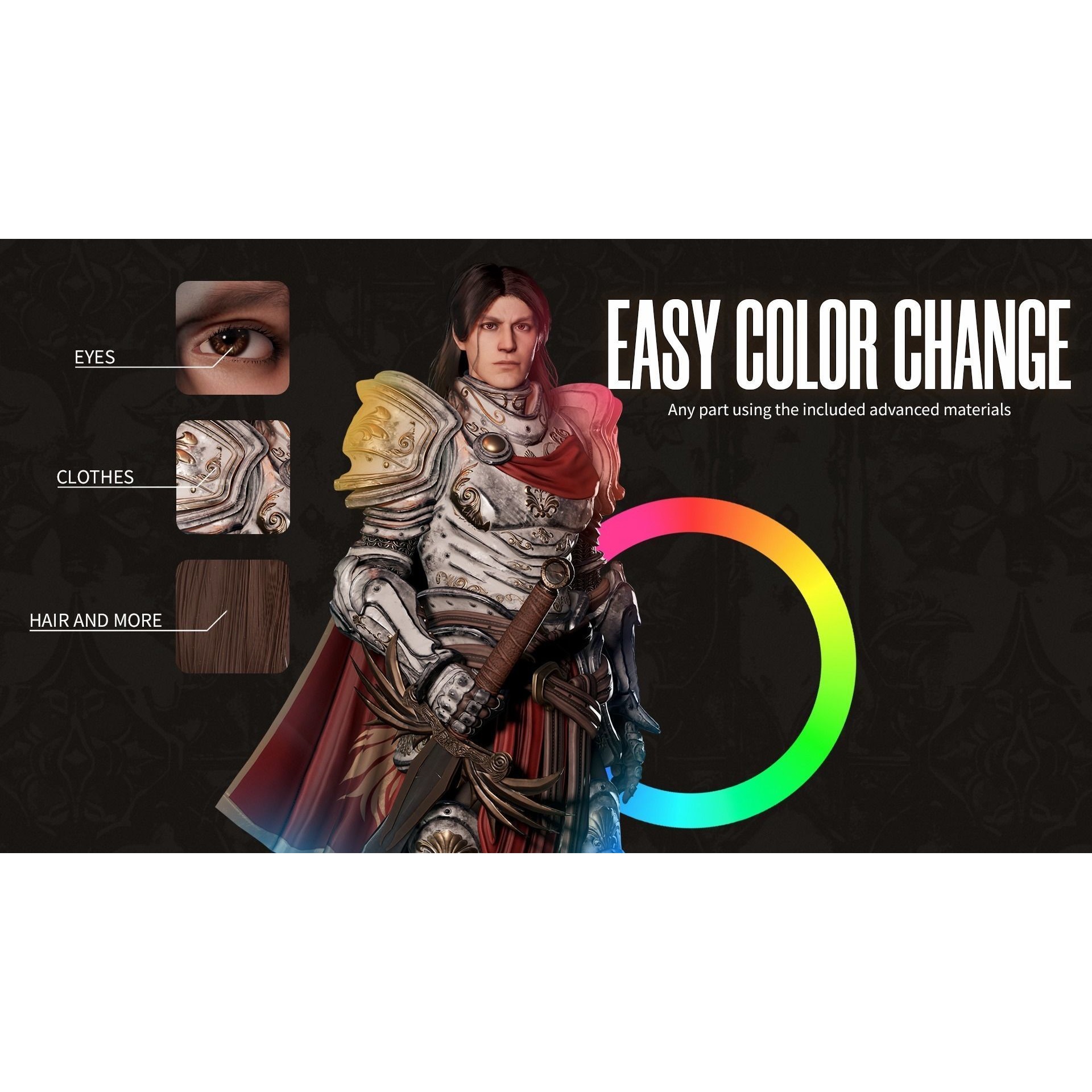 MMORPG Champion Warrior - Low-Poly Game-Ready 3D Model - View 5