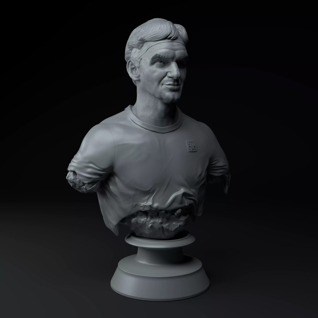Roger Federer 3D Model – Premium Diorama with Grand Slam Trophies - View 10