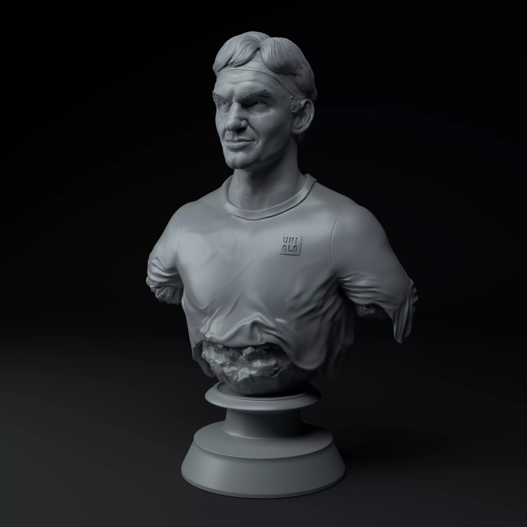 Roger Federer 3D Model – Premium Diorama with Grand Slam Trophies - View 4