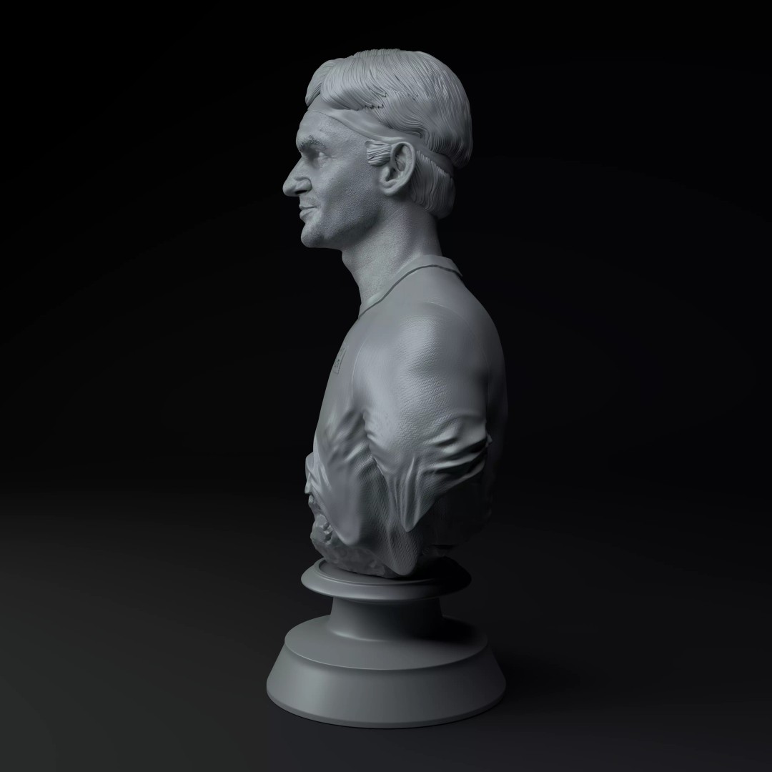 Roger Federer 3D Model – Premium Diorama with Grand Slam Trophies - View 5
