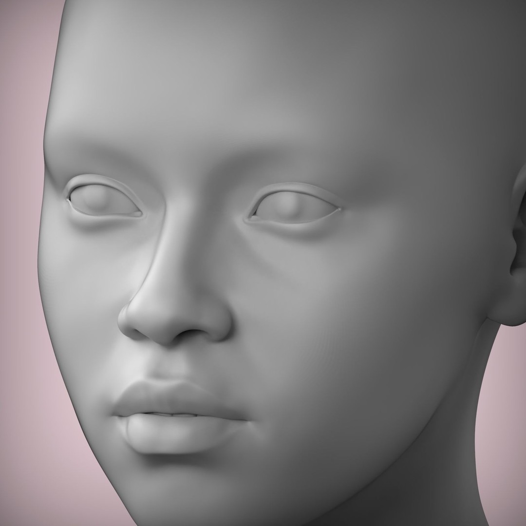 Female Teenager 3D Head Model – High Poly Character Asset, STL