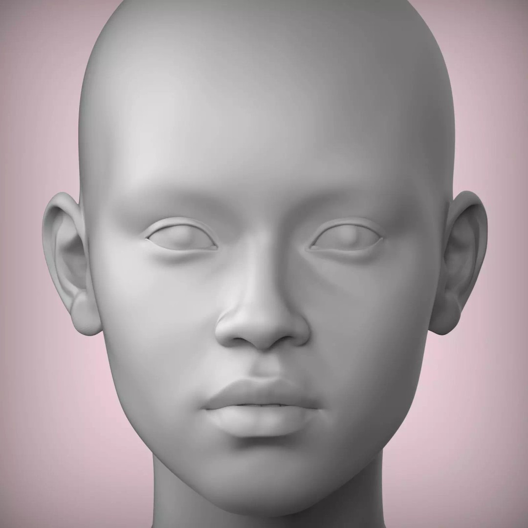Female Teenager 3D Head Model – High Poly Character Asset, STL - View 2