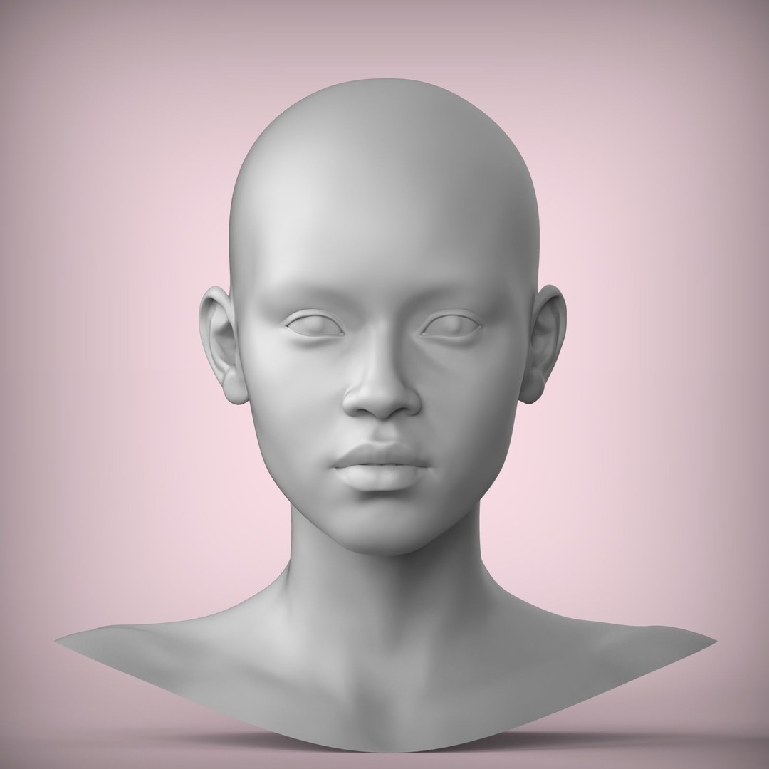 Female Teenager 3D Head Model – High Poly Character Asset, STL - View 3