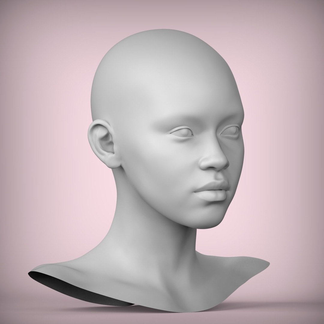 Female Teenager 3D Head Model – High Poly Character Asset, STL - View 4