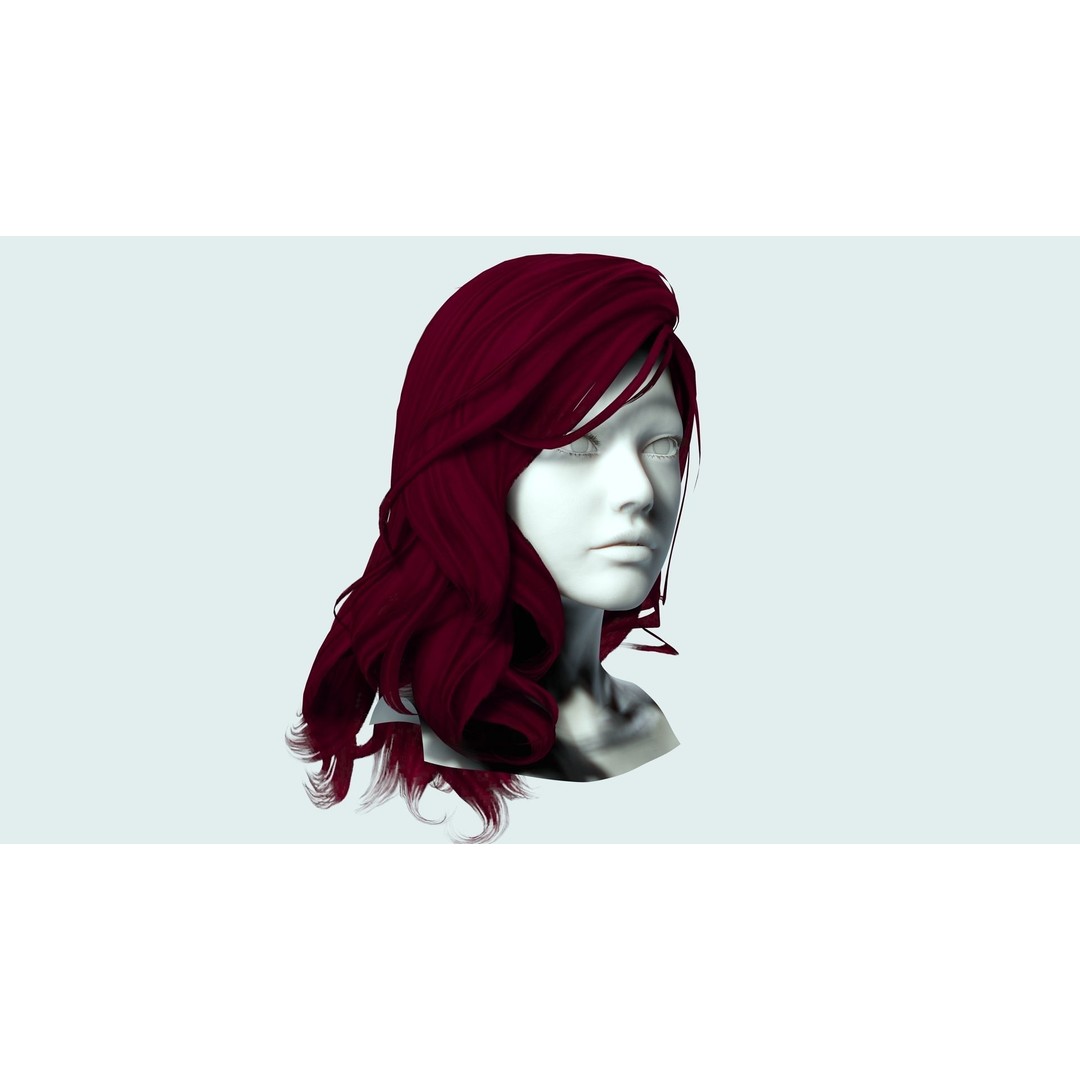 Female Wavy Hair 3D Model – Low Poly Realistic Style, FBX - View 10