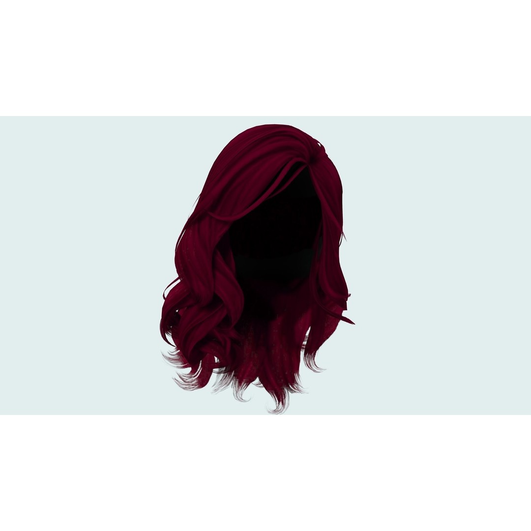Female Wavy Hair 3D Model – Low Poly Realistic Style, FBX - View 11