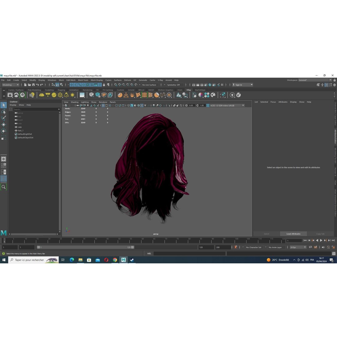 Female Wavy Hair 3D Model – Low Poly Realistic Style, FBX - View 14
