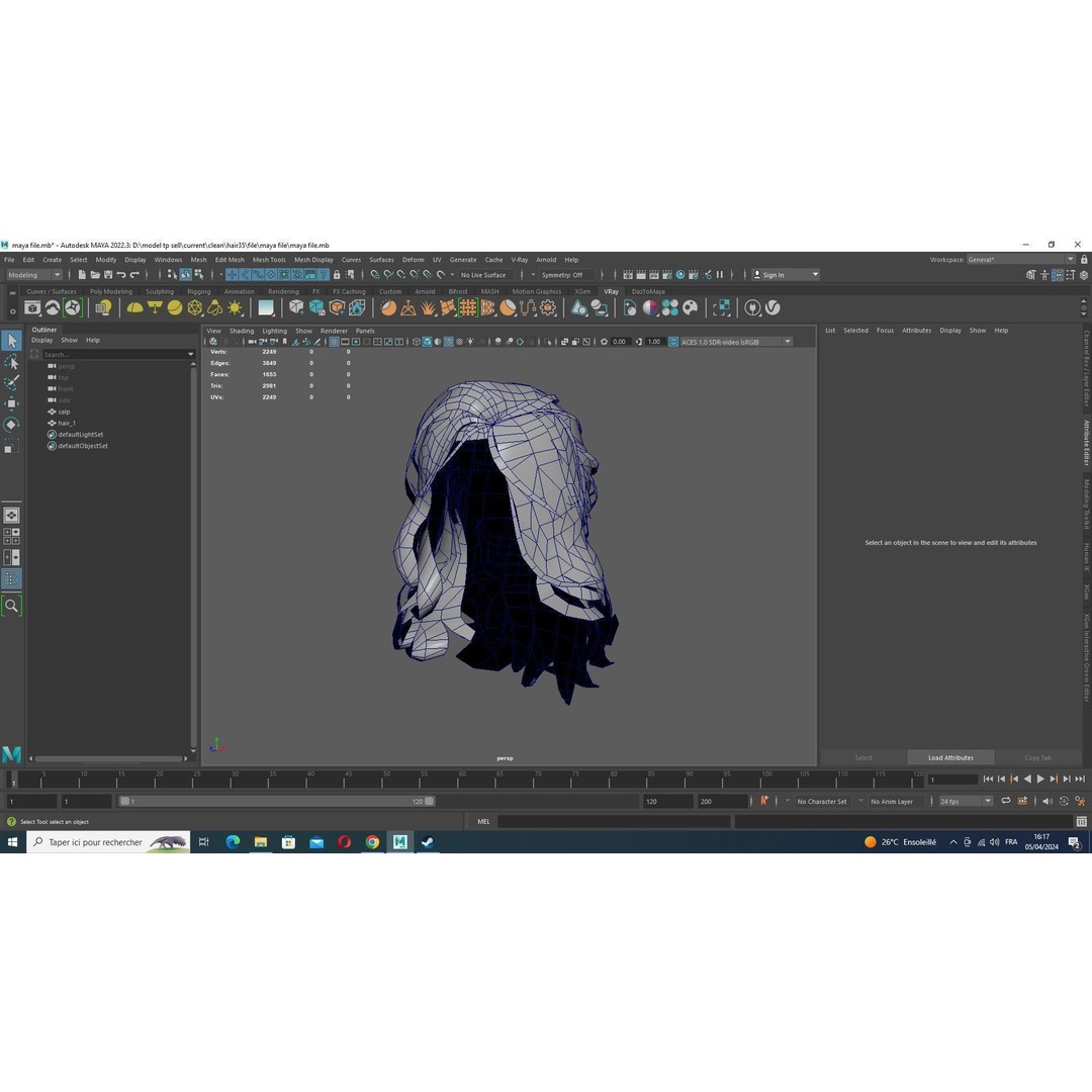 Female Wavy Hair 3D Model – Low Poly Realistic Style, FBX - View 15