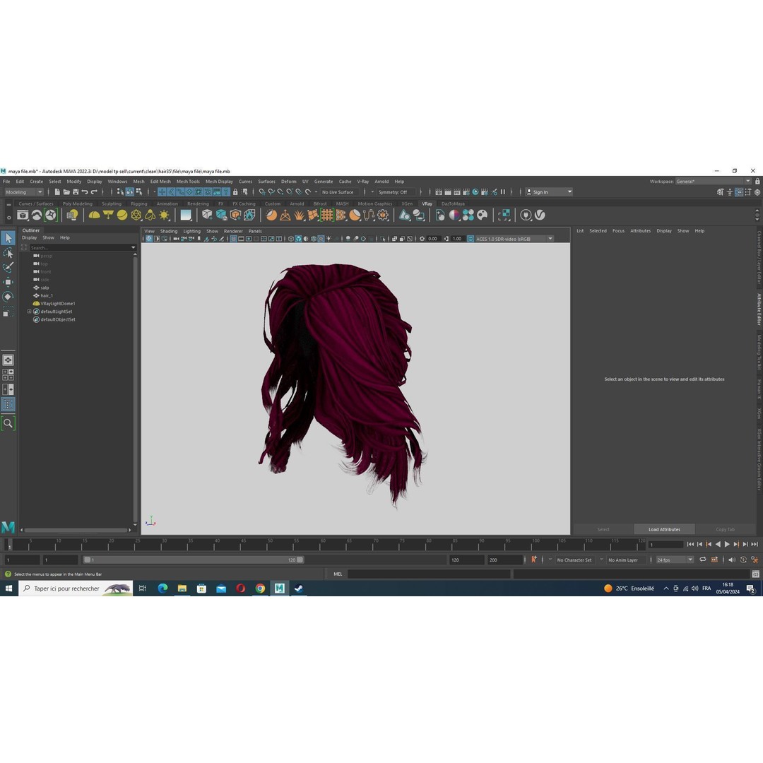 Female Wavy Hair 3D Model – Low Poly Realistic Style, FBX - View 16