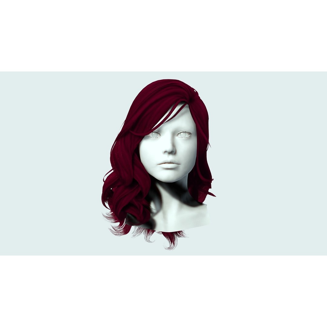 Female Wavy Hair 3D Model – Low Poly Realistic Style, FBX - View 5