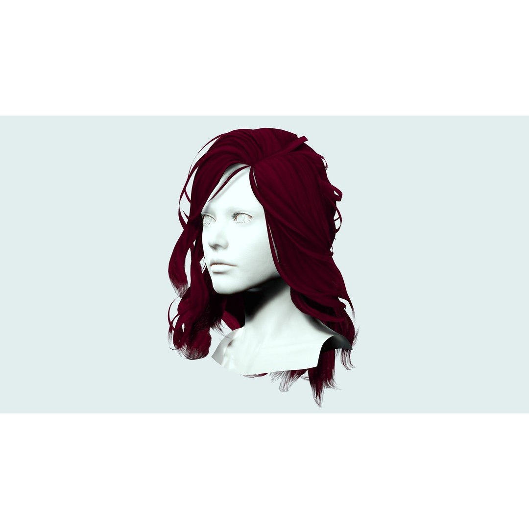 Female Wavy Hair 3D Model – Low Poly Realistic Style, FBX - View 6