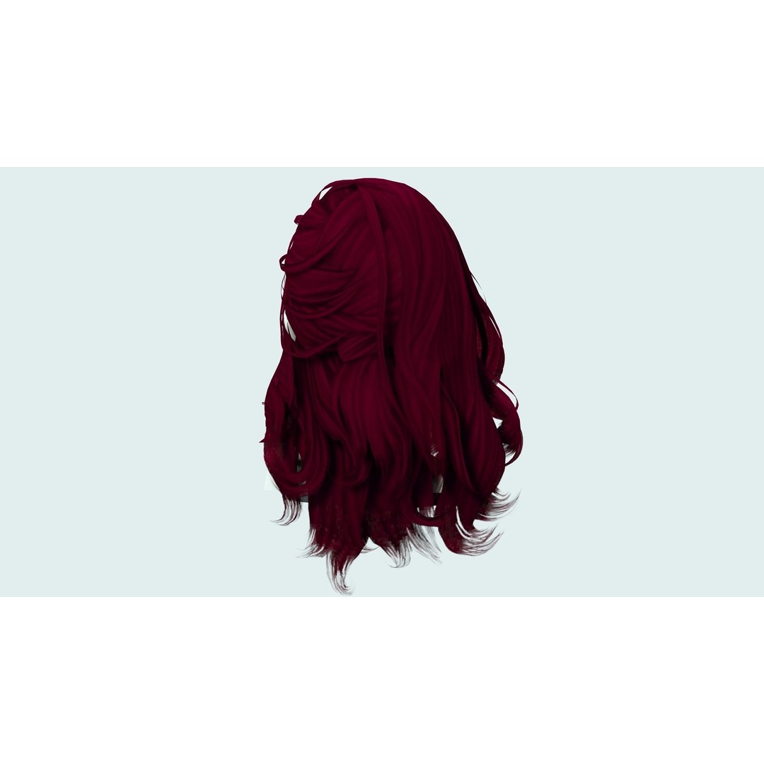 Female Wavy Hair 3D Model – Low Poly Realistic Style, FBX - View 8