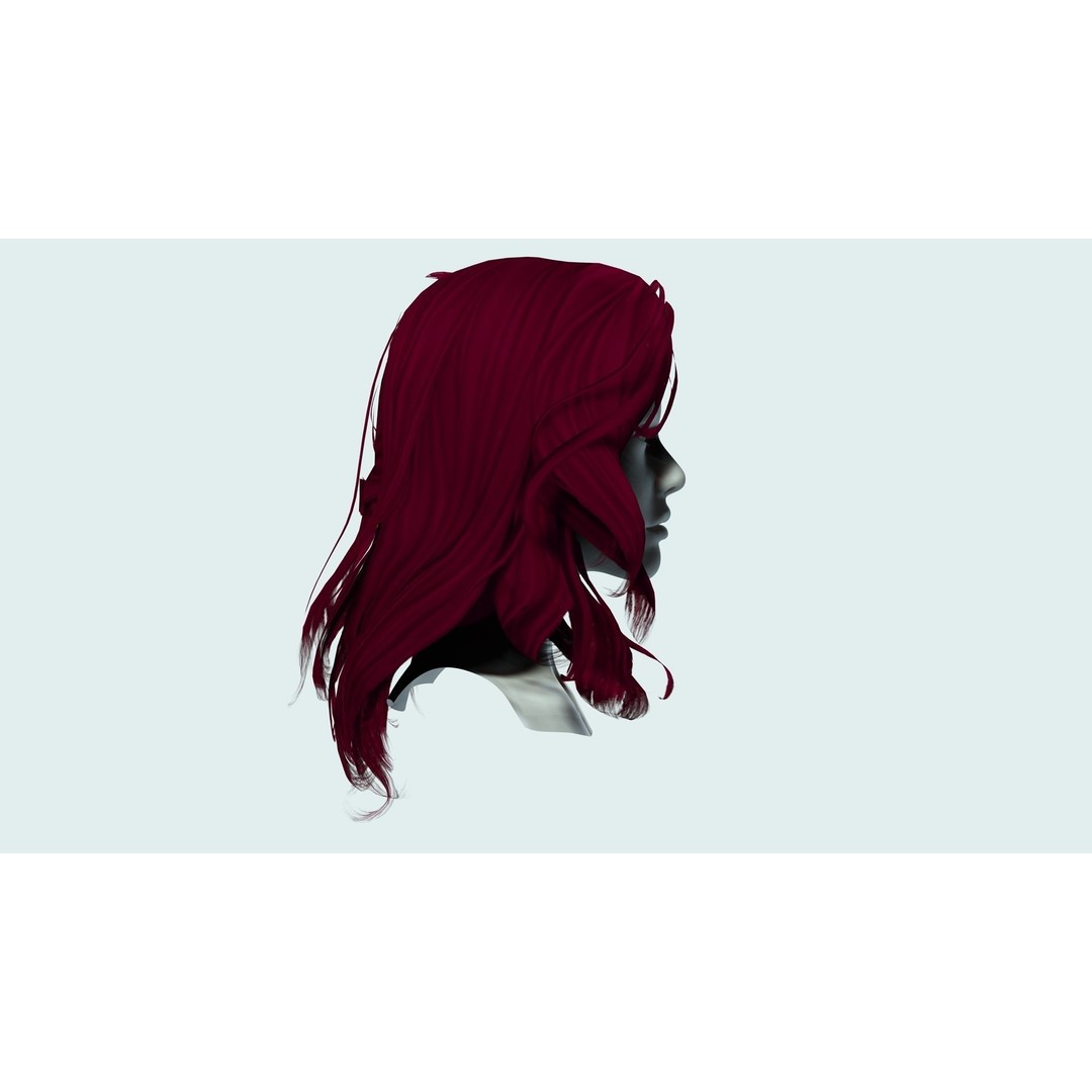 Female Wavy Hair 3D Model – Low Poly Realistic Style, FBX - View 9