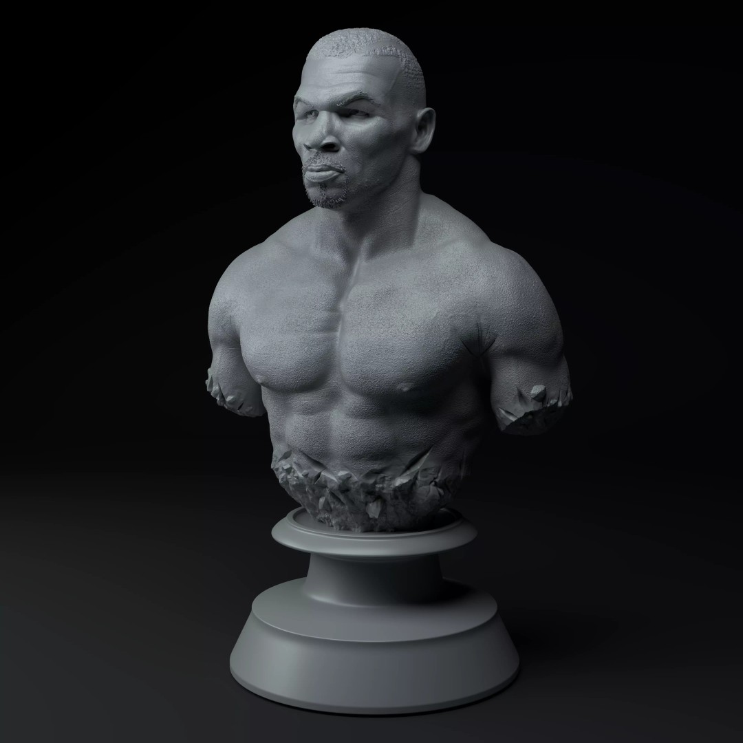 Mike Tyson Boxing Legend 3D Model – Premium Bust for 3D Printing - View 3