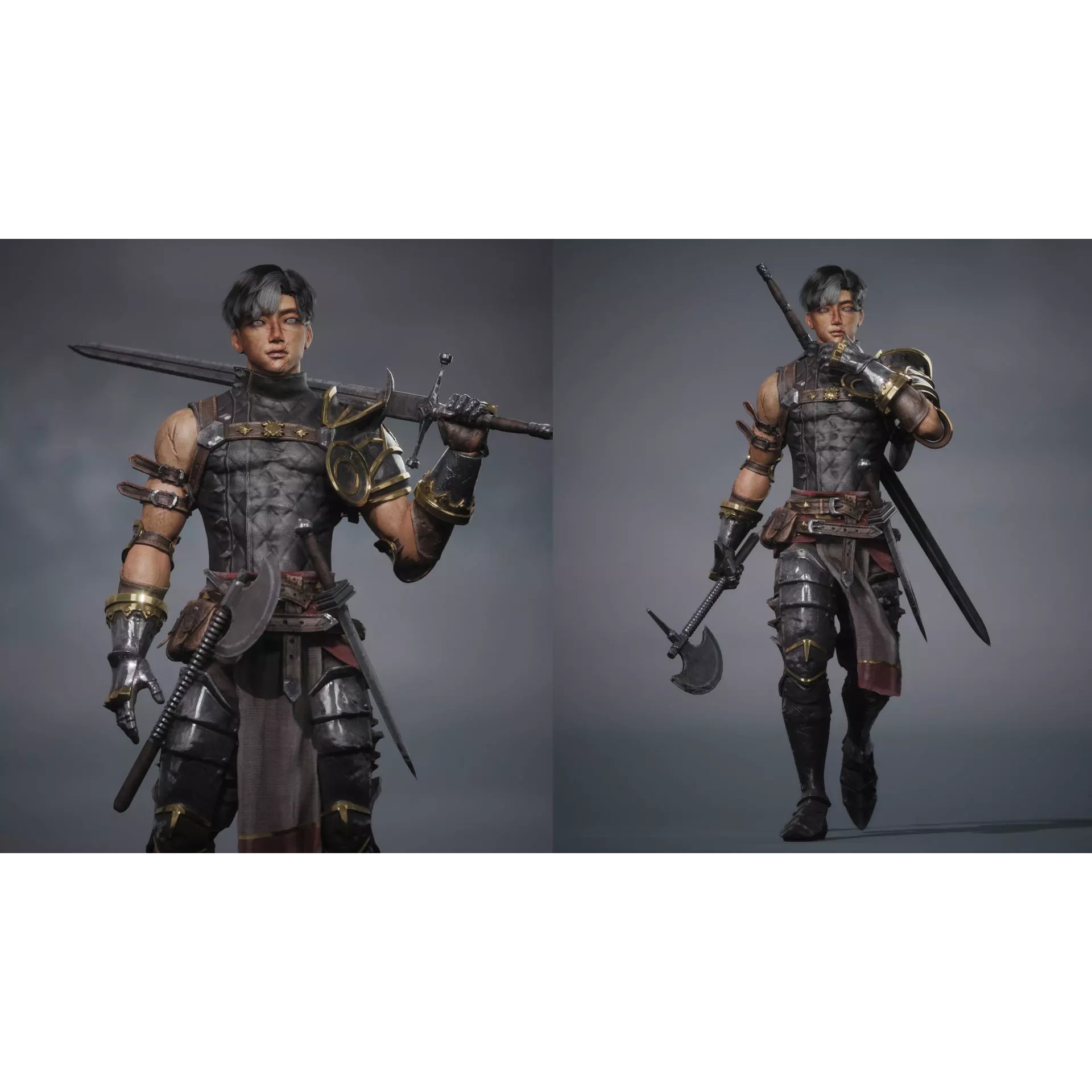 Gladiator Warrior - Low-Poly Game-Ready 3D Model - View 2