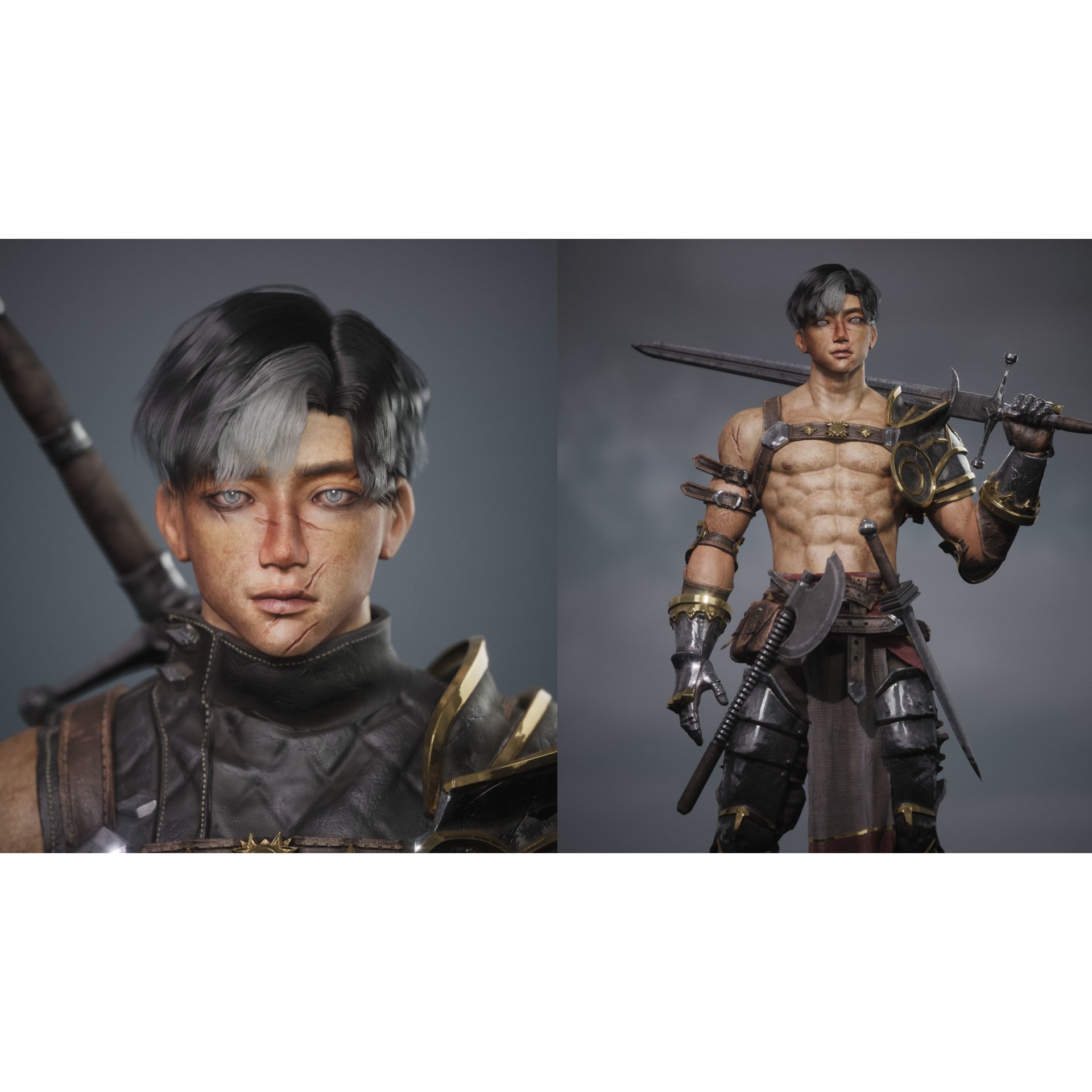 Gladiator Warrior - Low-Poly Game-Ready 3D Model - View 3
