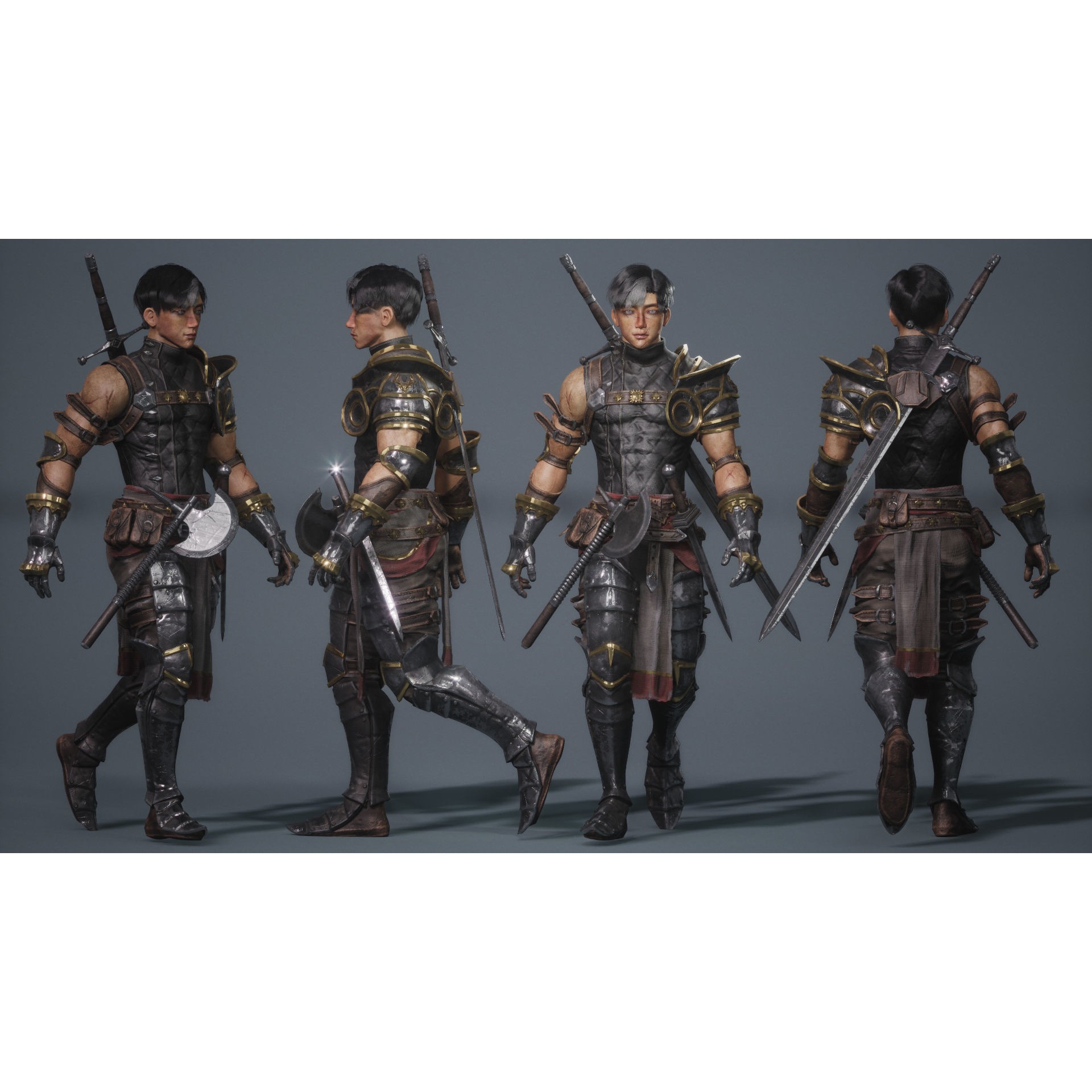 Gladiator Warrior - Low-Poly Game-Ready 3D Model - View 4