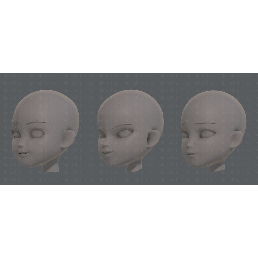 Children Head 3D Model – Low Poly Cartoon Character for Animation - View 10