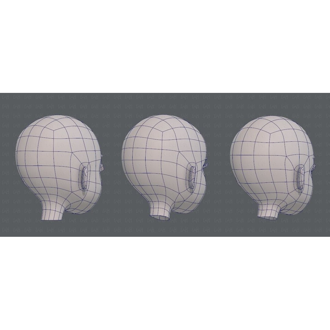 Children Head 3D Model – Low Poly Cartoon Character for Animation - View 14