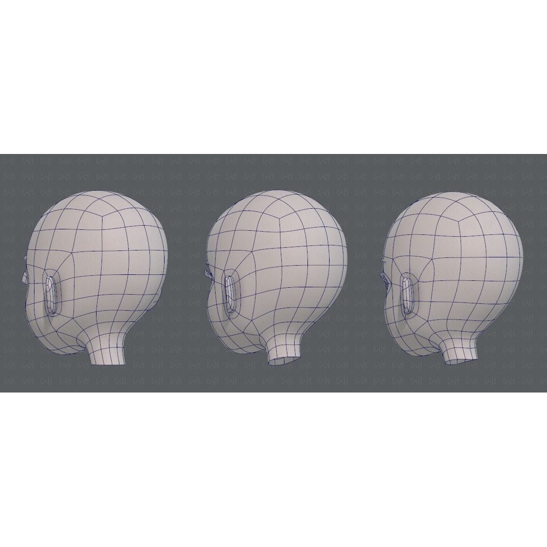 Children Head 3D Model – Low Poly Cartoon Character for Animation - View 16