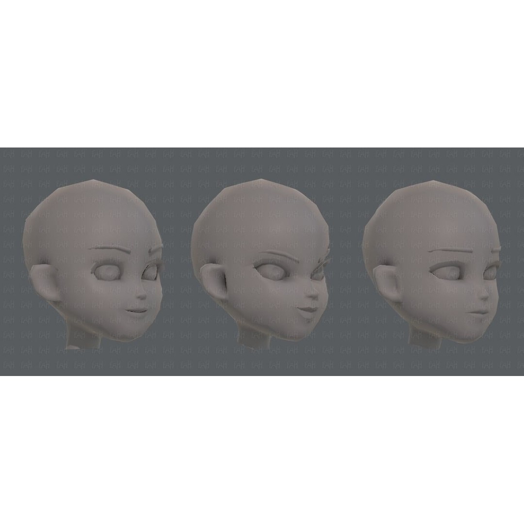 Children Head 3D Model – Low Poly Cartoon Character for Animation - View 20