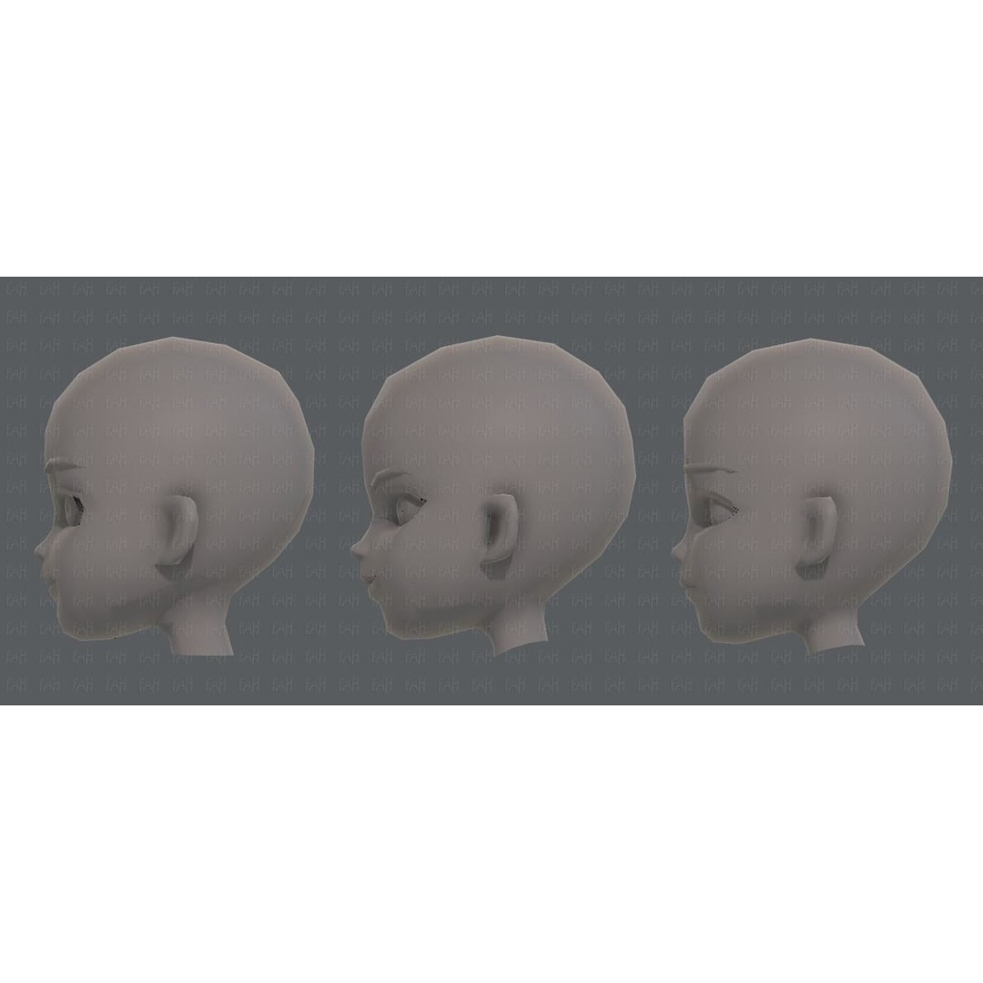 Children Head 3D Model – Low Poly Cartoon Character for Animation - View 25
