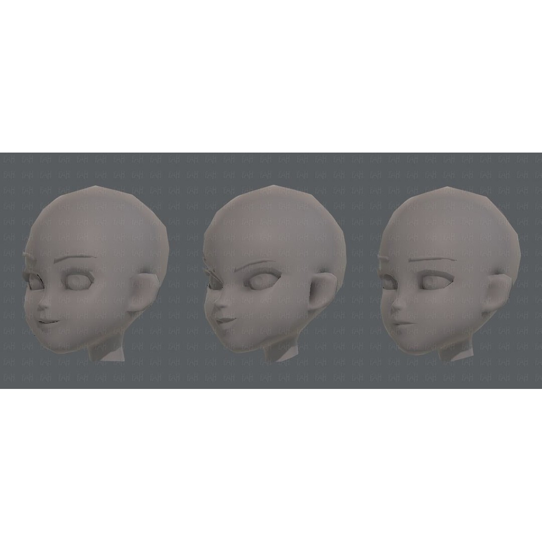 Children Head 3D Model – Low Poly Cartoon Character for Animation - View 26