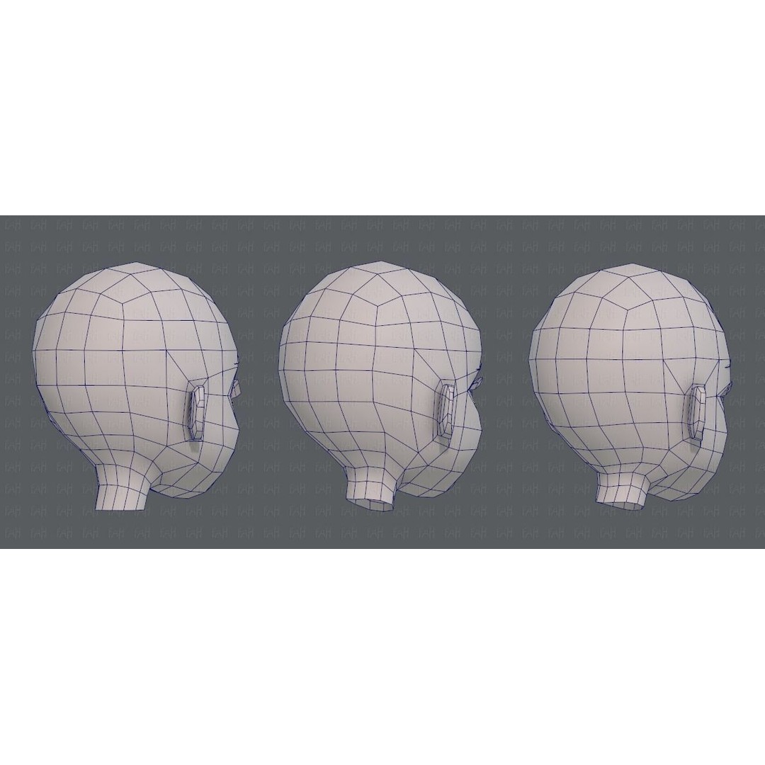 Children Head 3D Model – Low Poly Cartoon Character for Animation - View 30
