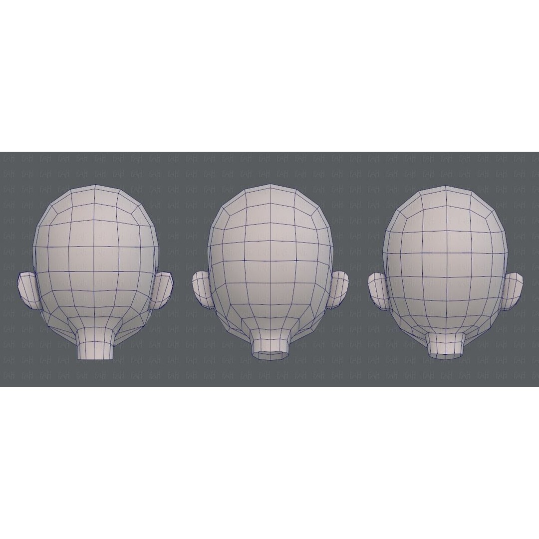 Children Head 3D Model – Low Poly Cartoon Character for Animation - View 31